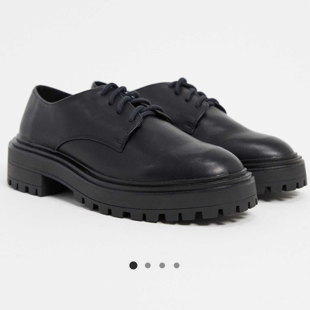 Black Chunky Lace-Up Shoes